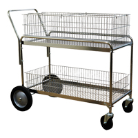 Wire Mesh Office Mail Cart, 250 lbs. Capacity, Chrome, 23-3/4" D x 43" L x 38-1/2" H, Chrome Plated MO210 | Waymarc Industries Inc