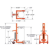 Hydraulic Large Liquid Gas Cylinder Cart HLCC, Polyurethane Wheels, 20" W x 20" D Base, 1000 lbs. MO347 | Waymarc Industries Inc