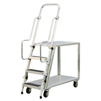 Aluminum Stock Picking Ladder Cart, Aluminum, 22" W x 51-1/2" D, 2 Shelves, 800 lbs. Capacity MO458 | Waymarc Industries Inc