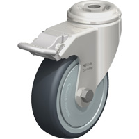 Stainless Steel Thermoplastic Elastomer Caster, Swivel with Brake, 4" (102 mm) Dia., 240 lbs. (108 kg.) Capacity Waymarc Industries Inc