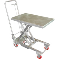 Manual Hydraulic Scissor Lift Table, 27-1/2" L x 17-3/4" W, Stainless Steel, 200 lbs. Capacity MO869 | Waymarc Industries Inc