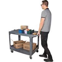 Chariot utilitaire pour l'entretien avec tablette plate, 2 tiers, 25-1/4" x 32-1/4" x 44", Capacit&eacute; 550 lb Waymarc Industries Inc