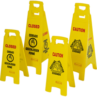 Wet Floor Safety Signs, Quadrilingual with Pictogram Waymarc Industries Inc