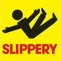 C&ocirc;nes de d&eacute;viation - &eacute;tiquettes de message  Slippery , Adh&eacute;sif, Anglais avec pictogramme Waymarc Industries Inc