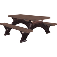 Recycled Plastic Picnic Tables, 6' L x 62-1/4" W, Brown ND423 | Waymarc Industries Inc