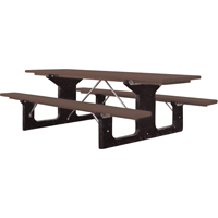 Recycled Plastic Picnic Tables, 6' L x 61-1/2" W, Brown Waymarc Industries Inc