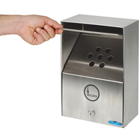 Smoking Receptacles, Wall-Mount, Stainless Steel, 3.3 Litres Capacity, 13-1/2" Height NI743 | Waymarc Industries Inc