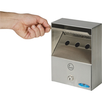 Smoking Receptacles, Wall-Mount, Stainless Steel, 1 Litres Capacity, 9" Height Waymarc Industries Inc