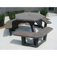 Recycled Plastic Hexagon Picnic Tables, 78" L x 78" W, Brown Waymarc Industries Inc