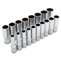 Jeu de douilles m&eacute;triques, 18 Mcx, Prise de 1/2", Profond Waymarc Industries Inc