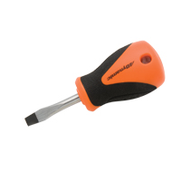 Stubby Slotted Screwdriver, 1/4" Tip, Round, 3-3/4" L, Cushion Grip Handle Waymarc Industries Inc