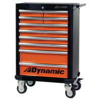 Roller Tool Cabinet, 10 Drawers, 28" W x 18" D x 43-1/4" H, Black/Orange Waymarc Industries Inc