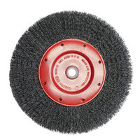 Economy Crimped Wire Wheel Brushes - Narrow Face, 6" Dia., 0.014 Fill, 2" Arbor NU096 | Waymarc Industries Inc