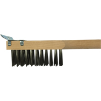Scratch Brush With Scraper, Stainless Steel, 3 x 10 Wire Rows, 20" Long Waymarc Industries Inc