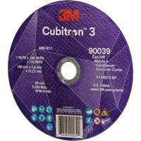 Cubitron 3 Cut-Off Wheel, 7" x 0.09", 7/8" Arbor, Type T27, Ceramic, 8500 RPM Waymarc Industries Inc