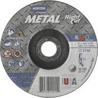 Meule &agrave; tronçonner m&eacute;tallique pour coupe &agrave; angle droit RightCut, 6" x 0,045", Arbre de 7/8", Type 27/42, Oxyde d'aluminium, 10190 Tr/min Waymarc Industries Inc