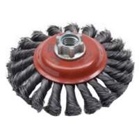 Brosse concave &agrave; fils nou&eacute;s torsad&eacute;s, Dia. 4", Fils 0,02", Arbre 5/8"-11, Acier Waymarc Industries Inc