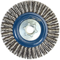 Brosse &agrave; fils nou&eacute;s pour cordons de soudure pour meuleuse angulaire, Dia. 4", Fils 0,02", Arbre 5/8"-11, Acier inoxydable Waymarc Industries Inc