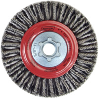 Brosse &agrave; fils nou&eacute;s pour cordons de soudure pour meuleuse angulaire, Dia. 4", Fils 0,02", Arbre 5/8"-11, Acier Waymarc Industries Inc