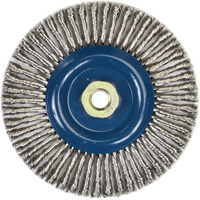 Brosse &agrave; fils nou&eacute;s pour cordons de soudure pour meuleuse angulaire, Dia. 6", Fils 0,02", Arbre 5/8"-11, Acier inoxydable Waymarc Industries Inc