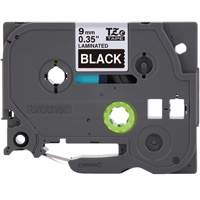 P-touch&reg; Labeling Systems, 9 mm x 314.96" or 8 m, White on Black Waymarc Industries Inc