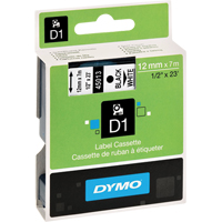 D1 Label Cassette, 12 mm x 23', Black on White Waymarc Industries Inc