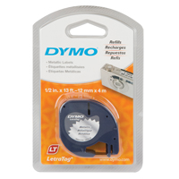 Labels for LetraTag Plus LT100-H, 12 mm x 13', Black on Silver Waymarc Industries Inc