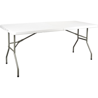 Table se pliant en deux, Rectangulaire, 72" l x 30" la, Polyéthylène, Blanc ON601 | Waymarc Industries Inc