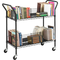 Double-Sided Wire Book Cart, 200 lbs. Capacity, Black, 18-3/4" D x 44" L x 39" H, Steel ON735 | Waymarc Industries Inc