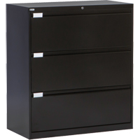 Lateral Filing Cabinet, Steel, 3 Drawers, 36" W x 18" D x 40-1/16" H, Black OP216 | Waymarc Industries Inc