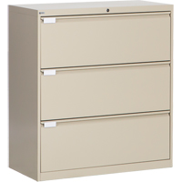 Lateral Filing Cabinet, Steel, 3 Drawers, 36" W x 18" D x 40-1/16" H, Beige OP217 | Waymarc Industries Inc