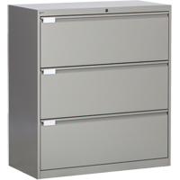 Lateral Filing Cabinet, Steel, 3 Drawers, 36" W x 18" D x 40-1/16" H, Grey OP218 | Waymarc Industries Inc