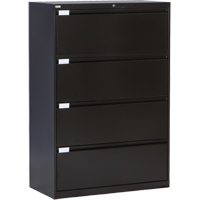 Lateral Filing Cabinet, Steel, 4 Drawers, 36" W x 18" D x 53-3/8" H, Black OP219 | Waymarc Industries Inc
