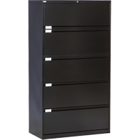 Lateral Filing Cabinet, Steel, 5 Drawers, 36" W x 18" D x 65-1/2" H, Black OP222 | Waymarc Industries Inc