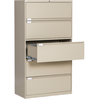 Lateral Filing Cabinet, Steel, 5 Drawers, 36" W x 18" D x 65-1/2" H, Beige OP223 | Waymarc Industries Inc