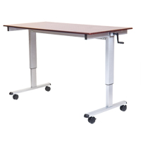 Adjustable Stand-Up Workstations, Stand-Alone Desk, 48-1/2" H x 48" W x 32-1/2" D, Walnut OP282 | Waymarc Industries Inc