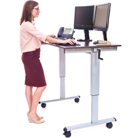 Postes de travail ajustables pour travail assis et debout , , 48-1/2" h x 48" la x 32-1/2" p, Noyer OP282 | Waymarc Industries Inc