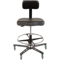 Chaise ergonomique industrielle TF160<sup>MC</sup>, Mobile, Ajustable, 20-1/2" - 28-1/2", Vinyle Siège, Noir/gris OP491 | Waymarc Industries Inc