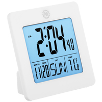 Desktop Clock, Digital, Battery Operated, 3.6" W x 1.5" D x 3.6" H, White Waymarc Industries Inc