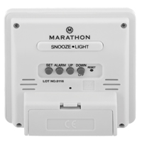 Desktop Clock, Digital, Battery Operated, 3.6" W x 1.5" D x 3.6" H, White Waymarc Industries Inc