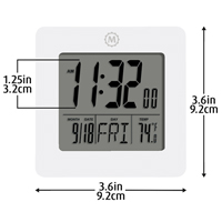 Desktop Clock, Digital, Battery Operated, 3.6" W x 1.5" D x 3.6" H, White Waymarc Industries Inc