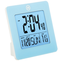 Desktop Clock, Digital, Battery Operated, 3.6" W x 1.5" D x 3.6" H, Blue Waymarc Industries Inc