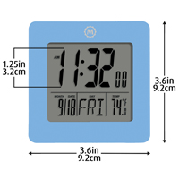 Desktop Clock, Digital, Battery Operated, 3.6" W x 1.5" D x 3.6" H, Blue Waymarc Industries Inc