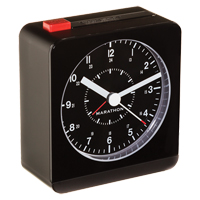 Desk Alarm Clock, Analog, Battery Operated, 3.5" W x 1.5" D x 3.75" H, Black Waymarc Industries Inc