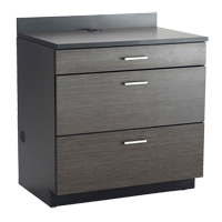 Modular Base Cabinet, 3 Drawers, 36" W x 25" D x 39" H, Asian Night/Black Waymarc Industries Inc