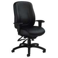 Overtime High Back Chair, Leather, Black, 300 lbs. Capacity OP924 | Waymarc Industries Inc