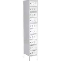 Lockers, 10 -tier, 12" x 18" x 78", Steel, Grey, Welded (Assembled) OQ710 | Waymarc Industries Inc
