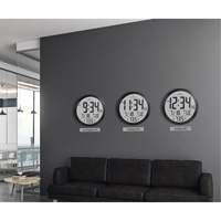 Horloge numérique murale ronde, Numérique, À piles, 15" dia., Noir OR488 | Waymarc Industries Inc