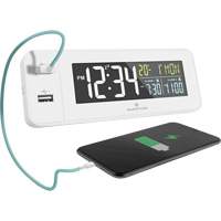 Hotel Collection Fast-Charging Dual USB Alarm Clock, Digital, Battery Operated, White OR489 | Waymarc Industries Inc