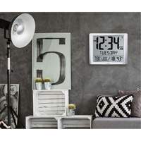 Super Jumbo Self-Setting Wall Clock, Digital, Battery Operated, Silver OR491 | Waymarc Industries Inc